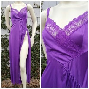 SEXY Vintage Purple Lace Nightgown Long Maxi Gown